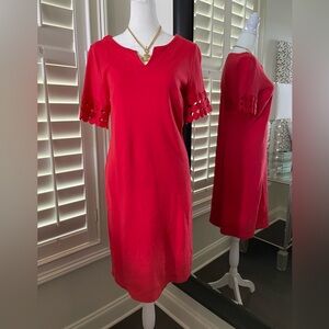 Talbots, Red, Shirtsleeve, Midi